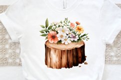 Flower Wooden Stump Watercolor Sublimation PNG Clipart Product Image 3