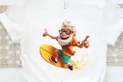 Funny Grandpa Surfing PNG Clipart Product Image 3