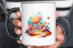 Watercolor Candy Planet Landscape PNG Clipart Product Image 3