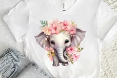 Flower Baby Elephant Sublimation PNG Clipart Product Image 3