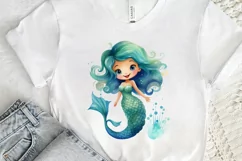 Cute Mermaid Watercolor PNG Clipart Product Image 3
