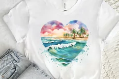 Retro Beach Heart Watercolor PNG Clipart Product Image 3