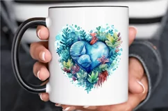Ocean Heart Watercolor Sublimation PNG Clipart Product Image 3