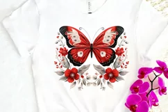 Floral Red Butterfly Couple PNG Clipart Product Image 3