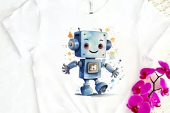Robot Boy Watercolor Sublimation PNG Clipart Product Image 3