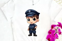 Cute Police Officer Boy PNG Clipart Product Image 3
