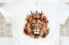Watercolor King Lion Sublimation PNG Clipart Product Image 3