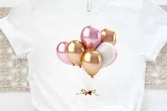 Gold Chrome and Pink Balloons PNG Clipart Product Image 2