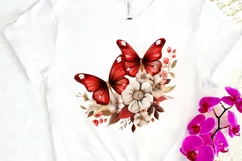 Floral Red Butterfly Couple PNG Clipart Product Image 3