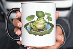 Watercolor Cute Frog on a Lilly pad PNG Clipart Product Image 3