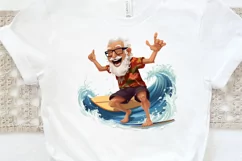 Funny Grandpa Surfing PNG Clipart Product Image 3