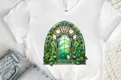 Emerald Stained Glass Arched Window PNG Clipart Product Image 3