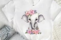 Flower Baby Elephant Sublimation PNG Clipart Product Image 3