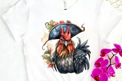 Rooster Pirate Watercolor Sublimation PNG Clipart Product Image 3