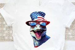 Funny 4th of July T-rex Sublimation PNG Clipart Product Image 3