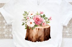 Flower Wooden Stump Watercolor Sublimation PNG Clipart Product Image 3