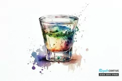 Watercolor Shot Glass PNG Clipart Product Image 1