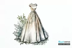 Watercolor Wedding Dress PNG Clipart Product Image 1