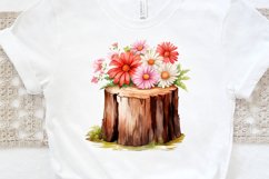 Flower Wooden Stump Watercolor Sublimation PNG Clipart Product Image 3
