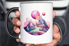 Watercolor Candy Planet Landscape PNG Clipart Product Image 3