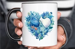 Ocean Heart Watercolor Sublimation PNG Clipart Product Image 3