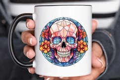 Flower Skull Stained Glass Sublimation PNG Clipart Product Image 3