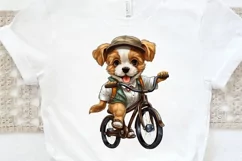 Puppy Riding Bike Sublimation PNG Clipart Product Image 3