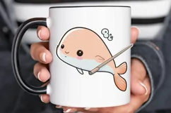 Cute Kawaii Narwhal Sticker PNG Clipart Product Image 3
