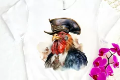 Rooster Pirate Watercolor Sublimation PNG Clipart Product Image 3