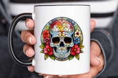 Flower Skull Stained Glass Sublimation PNG Clipart Product Image 3