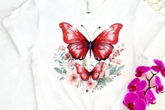 Floral Red Butterfly Couple PNG Clipart Product Image 3