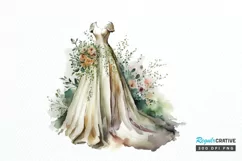 Watercolor Wedding Dress PNG Clipart Product Image 1