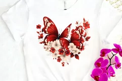 Floral Red Butterfly Couple PNG Clipart Product Image 3