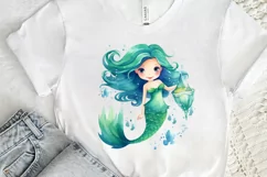 Cute Mermaid Watercolor PNG Clipart Product Image 3