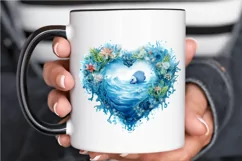 Ocean Heart Watercolor Sublimation PNG Clipart Product Image 3