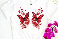 Floral Red Butterfly Couple PNG Clipart Product Image 3