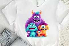 Cute Monster Family Watercolor PNG Clipart Product Image 3