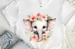 Flower Baby Elephant Sublimation PNG Clipart Product Image 3