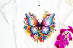 Rainbow Butterfly and Flowers PNG Clipart Product Image 3