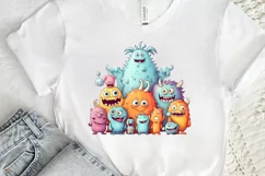 Cute Monster Family Watercolor PNG Clipart Product Image 3