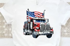Patriotic Truck Sublimation PNG Clipart Product Image 3