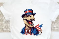 Funny 4th of July T-rex Sublimation PNG Clipart Product Image 3
