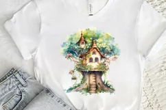 Fairy Tree House Watercolor PNG Clipart Product Image 3