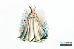 Watercolor Wedding Dress PNG Clipart Product Image 1