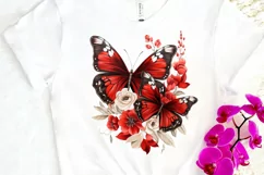 Floral Red Butterfly Couple PNG Clipart Product Image 3