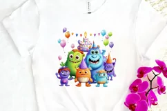 Cute Monsters On Birthday Sublimation PNG Clipart Product Image 3