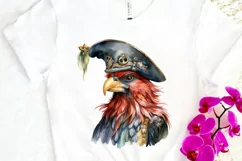 Rooster Pirate Watercolor Sublimation PNG Clipart Product Image 3