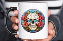 Flower Skull Stained Glass Sublimation PNG Clipart Product Image 3
