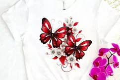 Floral Red Butterfly Couple PNG Clipart Product Image 3