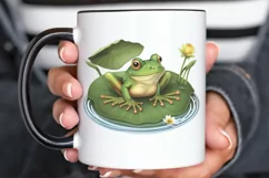 Watercolor Cute Frog on a Lilly pad PNG Clipart Product Image 3